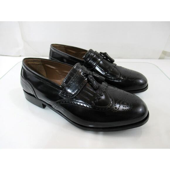 Men's Florsheim Lexington Kiltie Tassel Wing Tip Loafer Black Size 10 Wide 3E - Picture 3 of 12
